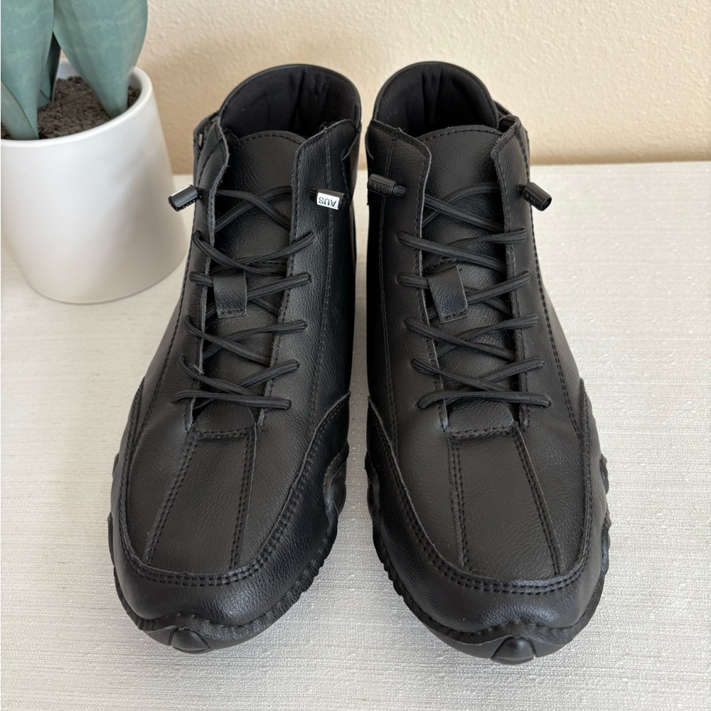 L.Deck Black Faux Leather High-Top Sneakers Men’s EU42 US9 - Picture 4 of 15